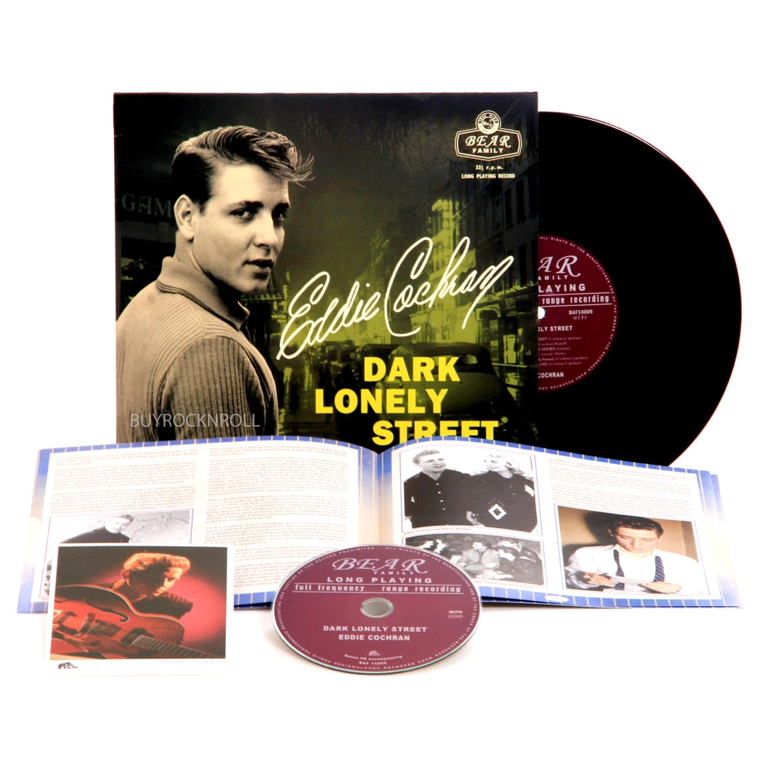 MVD MVD Entertainment Eddie Cochran 2020 Dark Lonely Street Commemorative Record Vinyl Album 10" LP+CD 3 MVD MVD Entertainment Eddie Cochran 2020 Dark Lonely Street Commemorative Record Vinyl Album 10" LP+CD