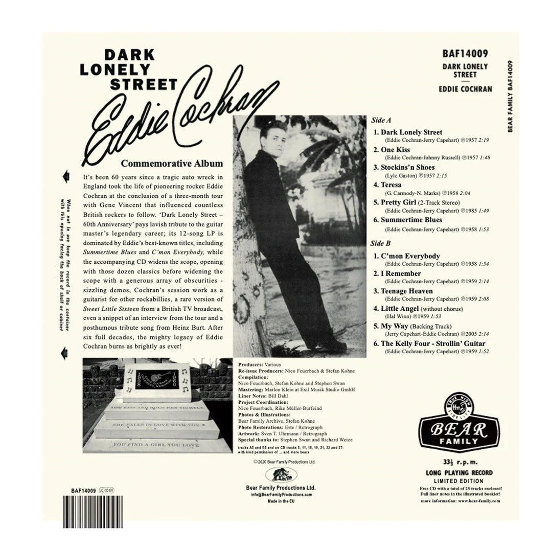 MVD MVD Entertainment Eddie Cochran 2020 Dark Lonely Street Commemorative Record Vinyl Album 10" LP+CD 5 MVD MVD Entertainment Eddie Cochran 2020 Dark Lonely Street Commemorative Record Vinyl Album 10" LP+CD