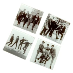 Beatles, The The Beatles Collectible 2014 50th Anniversary Fab Four Glass Coasters Set Of 4 8 Beatles, The The Beatles Collectible 2014 50th Anniversary Fab Four Glass Coasters Set Of 4