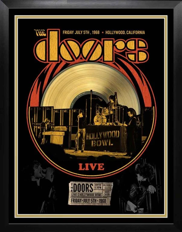 The Doors Collectible Framed Live At Hollywood Bowl Concert LP Album Collage 24x30 Doors, The 3 The Doors Collectible Framed Live At Hollywood Bowl Concert LP Album Collage 24x30 Doors, The