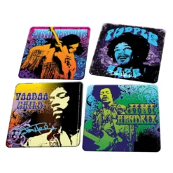 Jimi Hendrix Collectible: 2011 Vandor Iconic Figure Wood Coaster Set