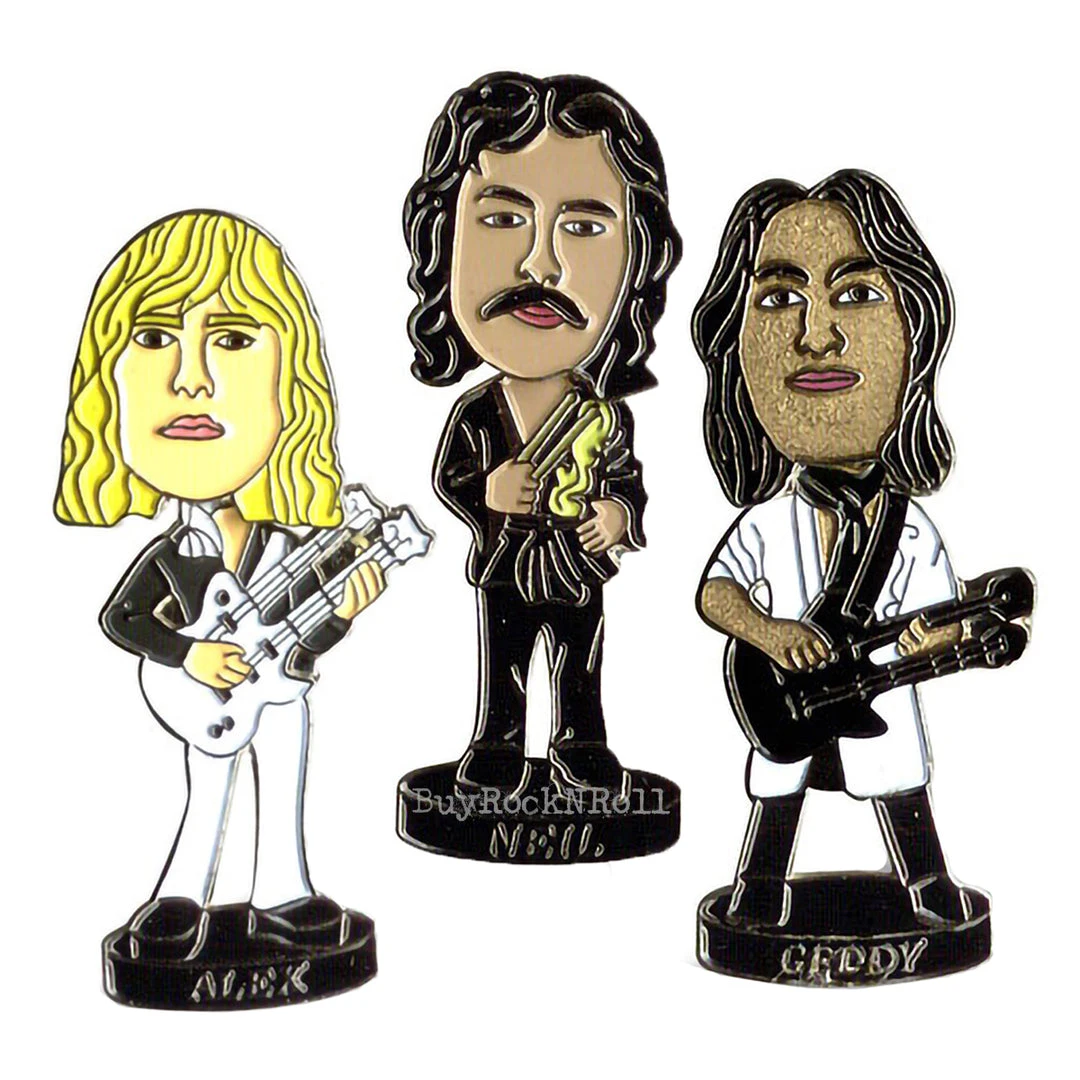 RUSH Collectible - 2007 Geddy, Alex, And Neil Bobblehead Enamel Bobbing Pins 3 RUSH Collectible - 2007 Geddy, Alex, And Neil Bobblehead Enamel Bobbing Pins