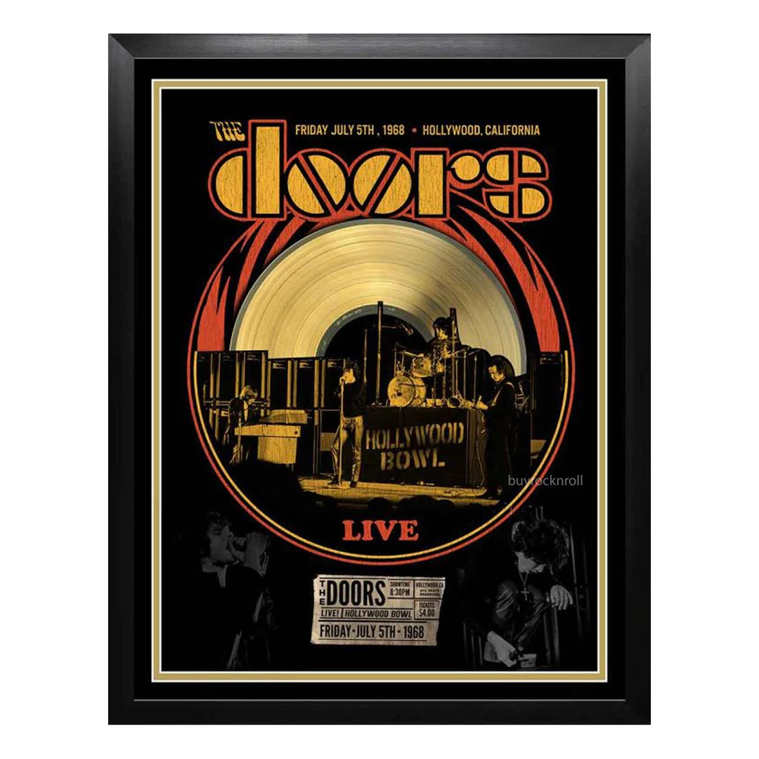 The Doors Collectible Framed Live At Hollywood Bowl Concert LP Album Collage 24x30 Doors, The 5 The Doors Collectible Framed Live At Hollywood Bowl Concert LP Album Collage 24x30 Doors, The