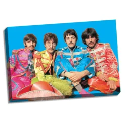 Steiner Sports Beatles, The Beatles Sgt Pepper Wall Art Stretched Canvas Group Pose Blue BG Photo 24x26