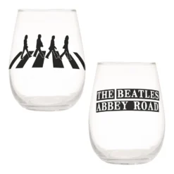 Beatles Collectibles Vandor 2018 Abbey Road 18 Oz Contour Glasses - Set Of 2