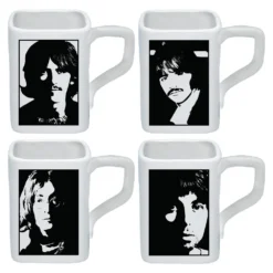 Vandor The Beatles Collectibles: 2019 White Album Square Ceramic 12 Oz Mug Set Of 4 Beatles, The