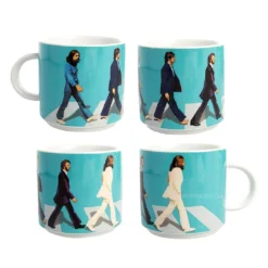Beatles, The Rare Beatles Collectible 2017 Vandor Abbey Road Stacking Ceramic 10 Oz Mug Set