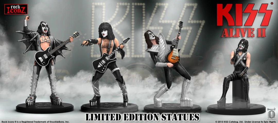 SOLD OUT! KISS Collectible 2016 KnuckleBonz Rock Iconz Alive II Band Members Statue Set 14 SOLD OUT! KISS Collectible 2016 KnuckleBonz Rock Iconz Alive II Band Members Statue Set