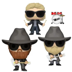 ZZ Top Collectible 2020 Funko Pop! Rocks 3 Figures In Protector Display Cases
