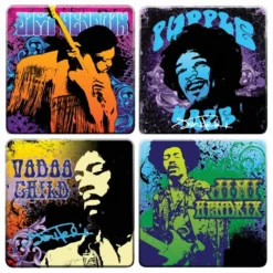 Jimi Hendrix Collectible: 2011 Vandor Iconic Figure Wood Coaster Set