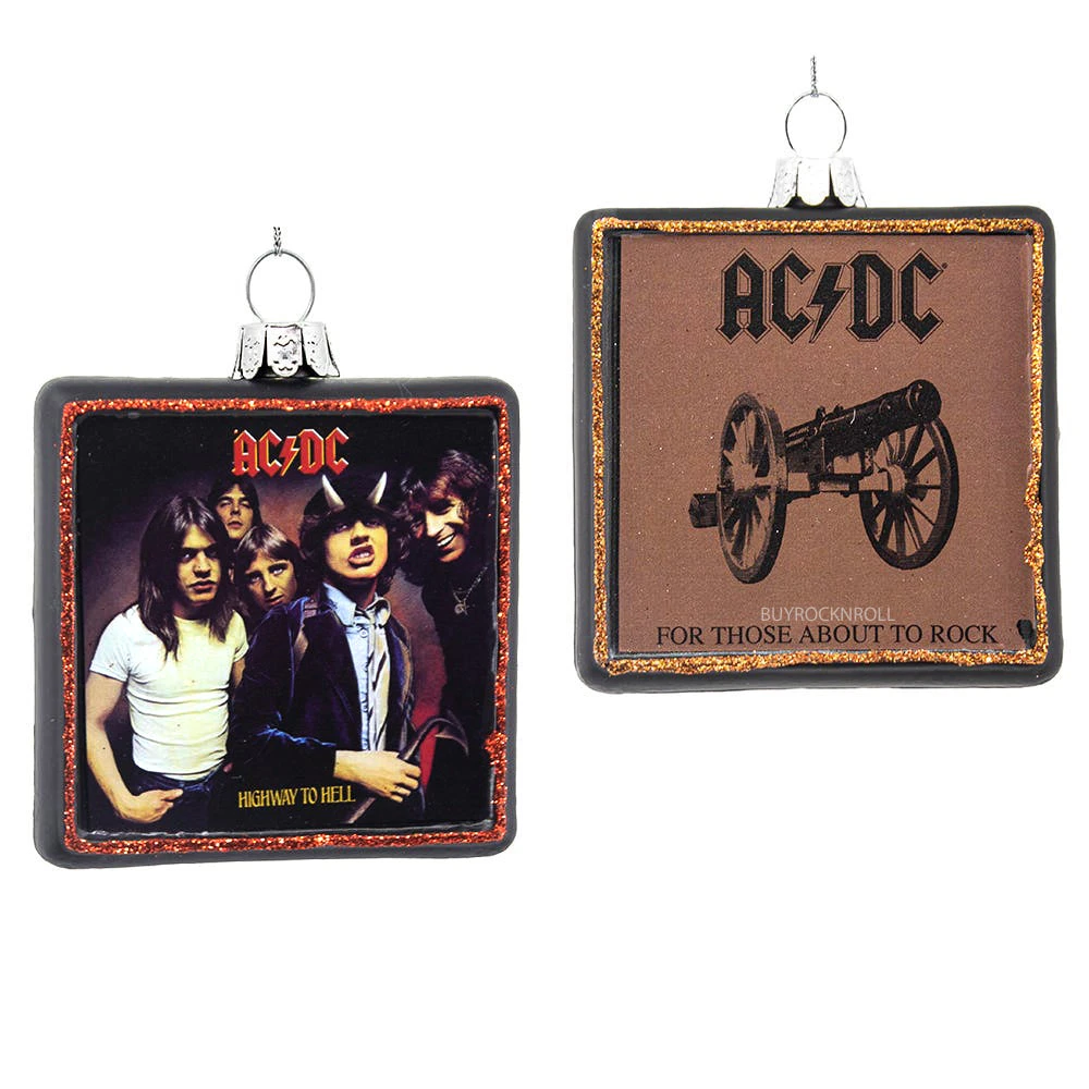 AC/DC Collectible 2020 Kurt Adler Album Cover Christmas Ornaments - Set Of 2 3 AC/DC Collectible 2020 Kurt Adler Album Cover Christmas Ornaments - Set Of 2